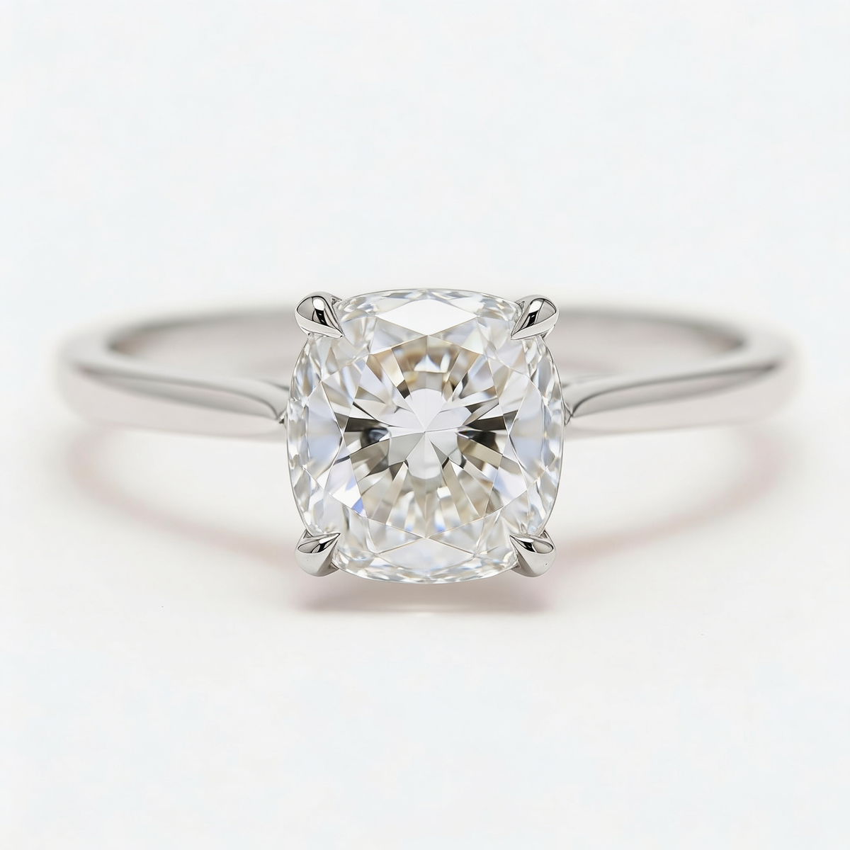 Elara 14k White Gold Cushion Engagement Ring shown from the front