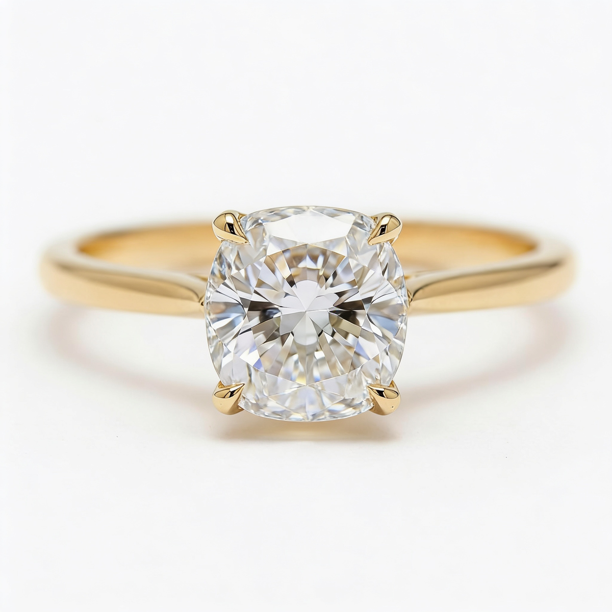Elara 14k Yellow Gold Cushion Engagement Ring shown from the front