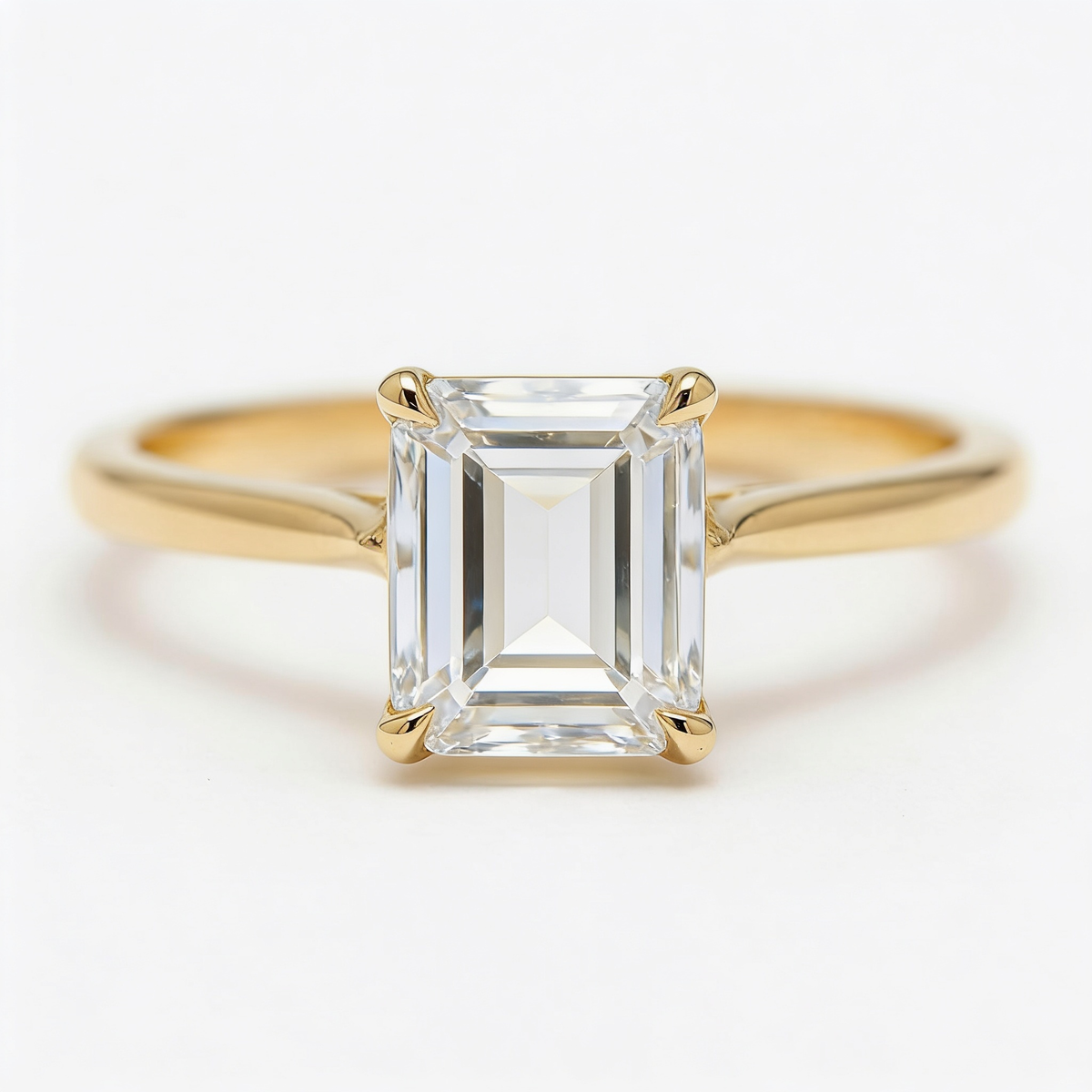 Elara 14k Yellow Gold Emerald Engagement Ring shown from the front