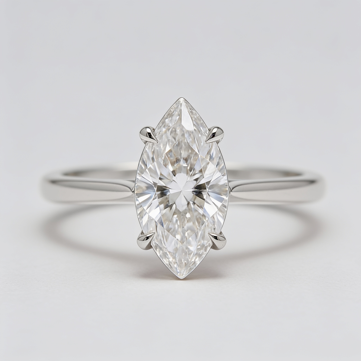 Elara 14k White Gold Marquise Engagement Ring shown from the front