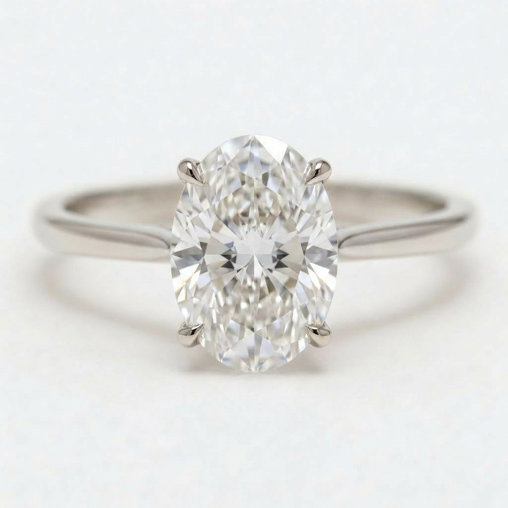 Elara Platinum Oval Engagement Ring shown from the front