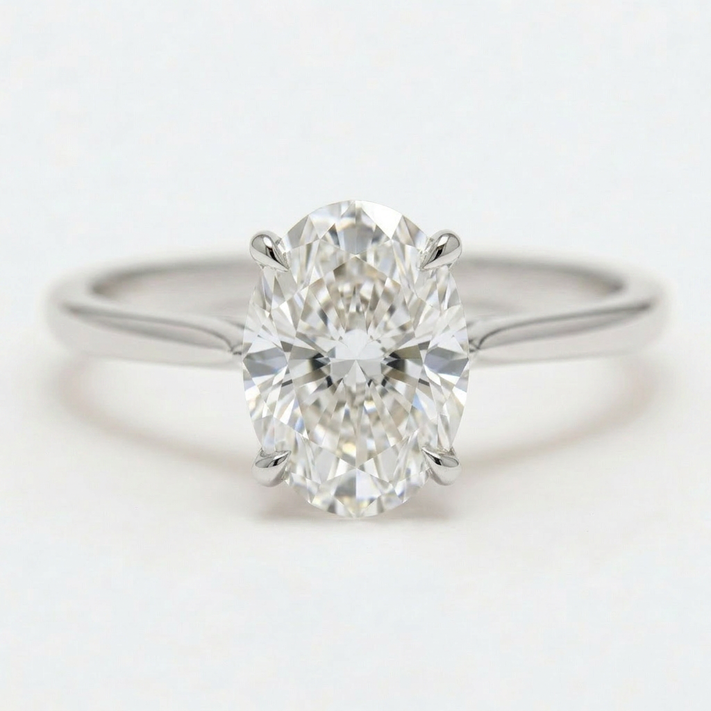 Elara 14k White Gold Oval Engagement Ring shown from the front