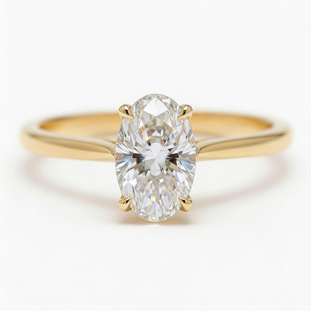 Elara 14k Yellow Gold Oval Engagement Ring shown from the front