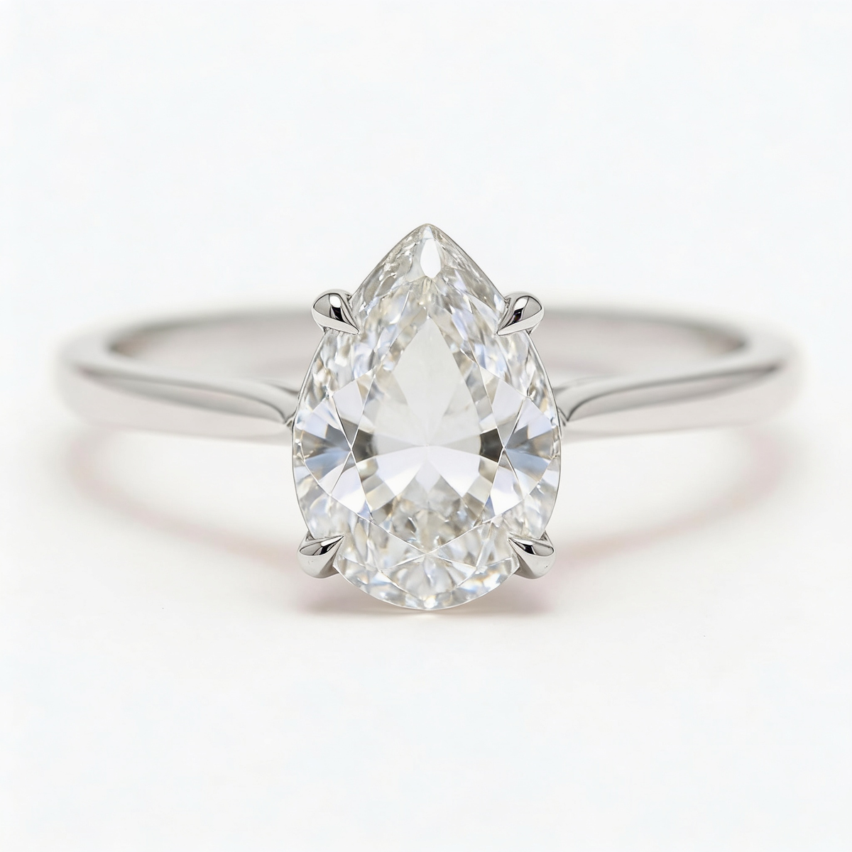 Elara 14k White Gold Pear Engagement Ring shown from the front