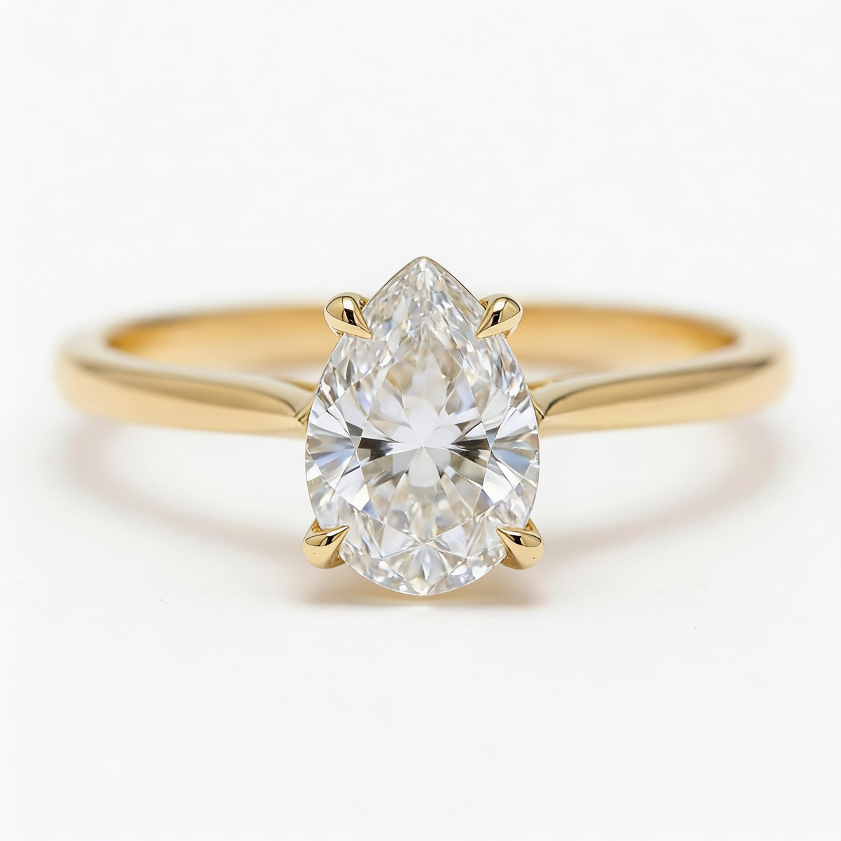 Elara 14k Yellow Gold Pear Engagement Ring shown from the front