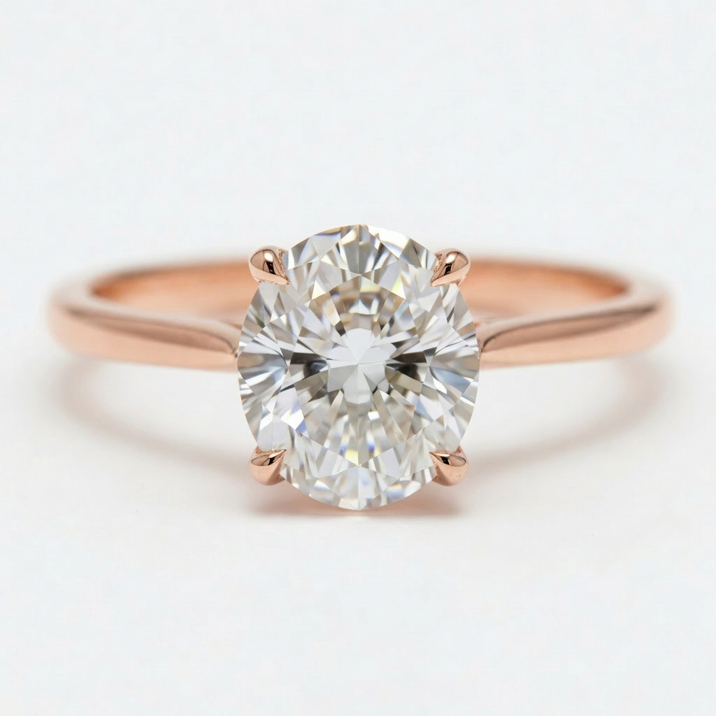 Elara 14k Rose Gold Round Engagement Ring shown from the front