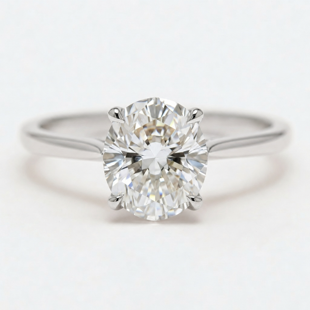 Elara 14k White Gold Round Engagement Ring shown from the front