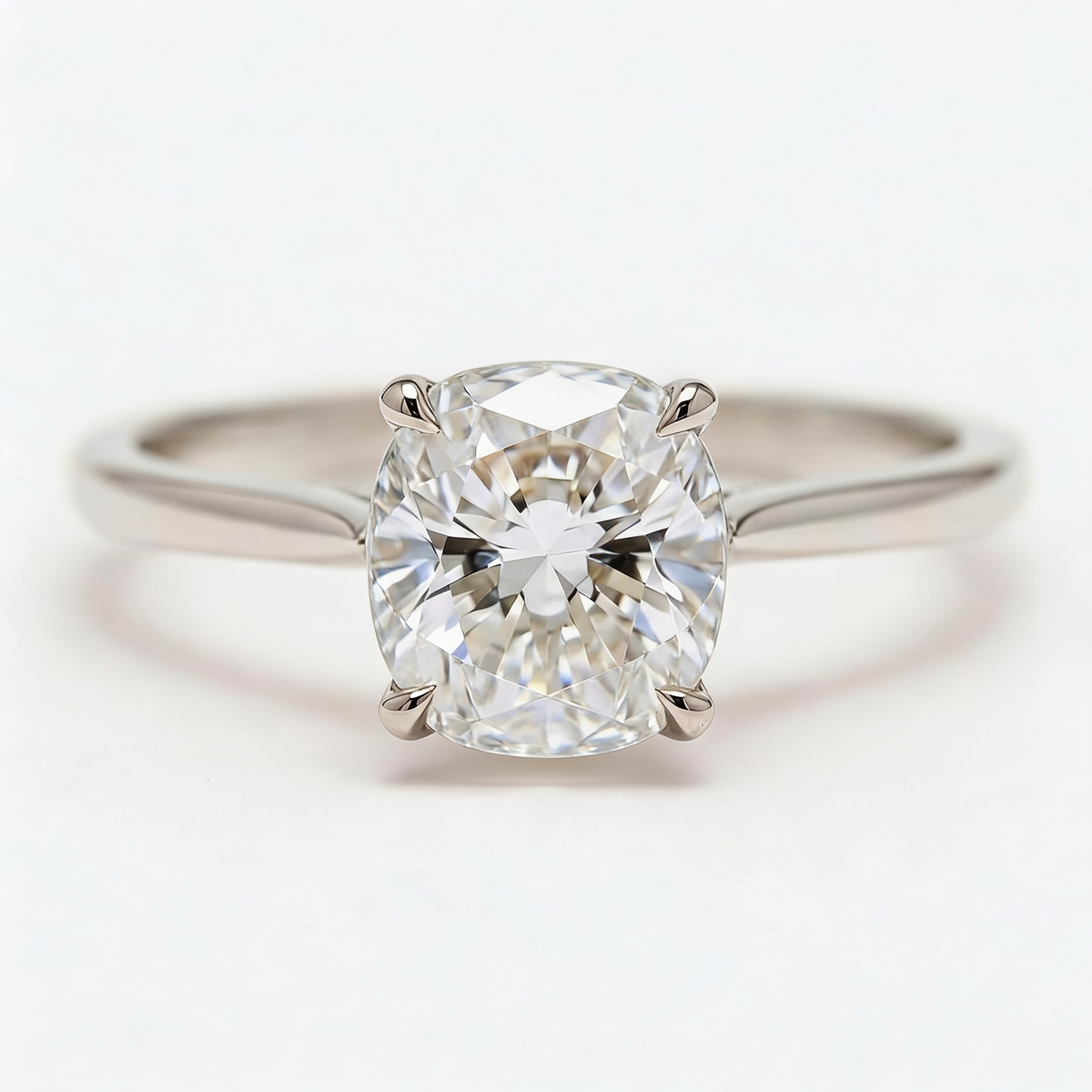 Elodie Platinum Cushion Engagement Ring shown from the front