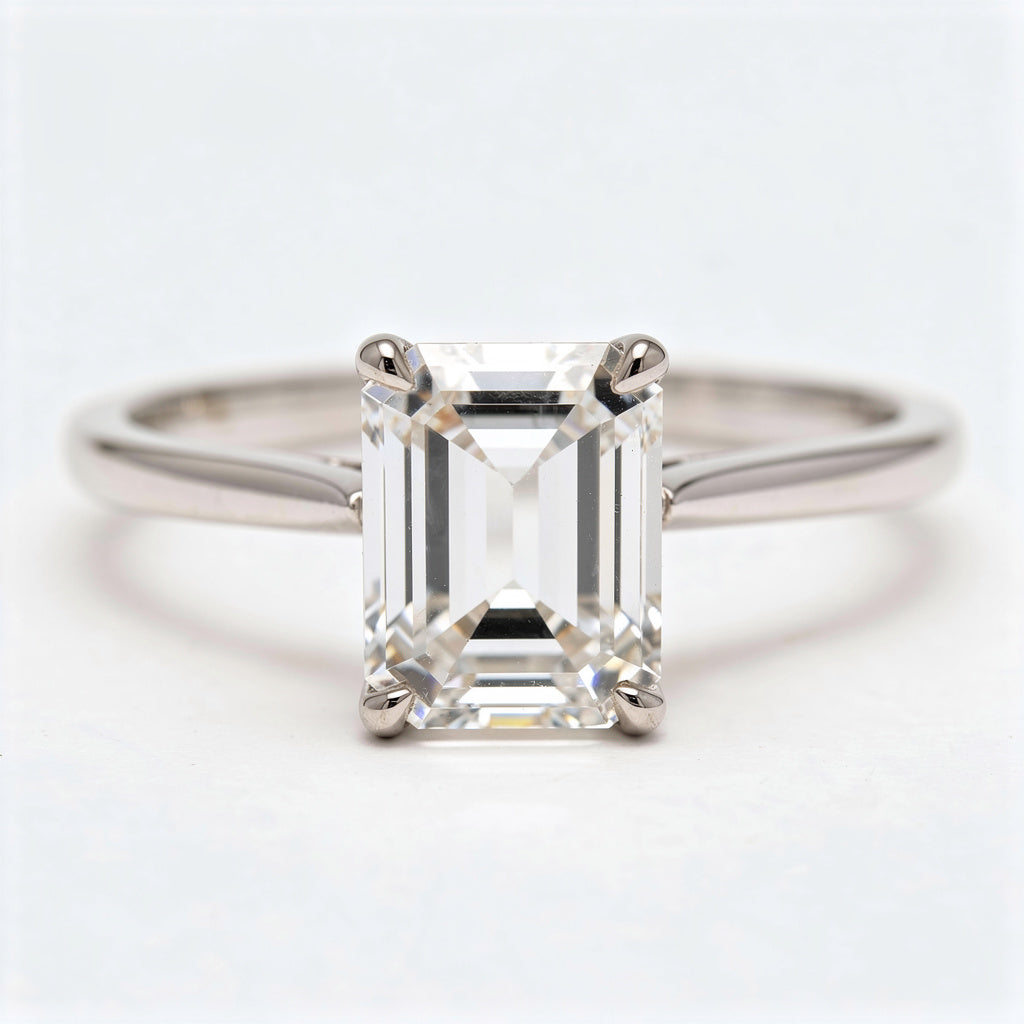 Elodie Platinum Emerald Engagement Ring shown from the front