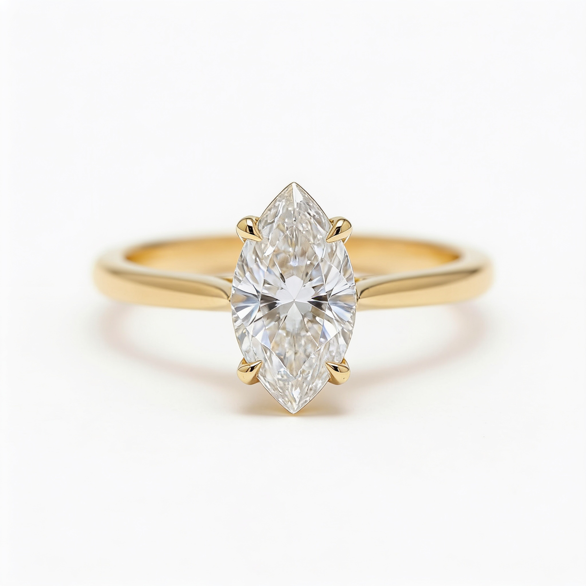 Elodie 14k Yellow Gold Marquise Engagement Ring shown from the front