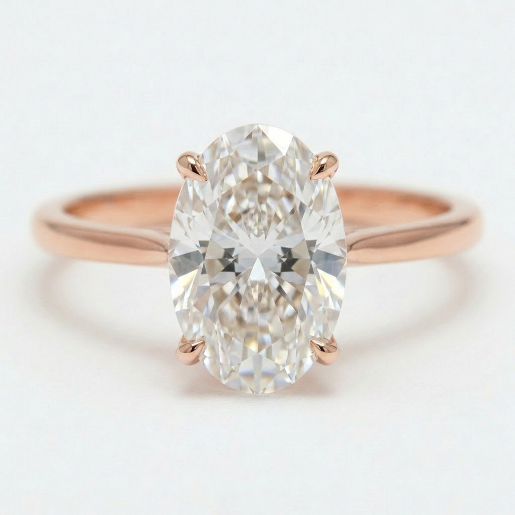 Elodie 14k Rose Gold Oval Engagement Ring shown from the front