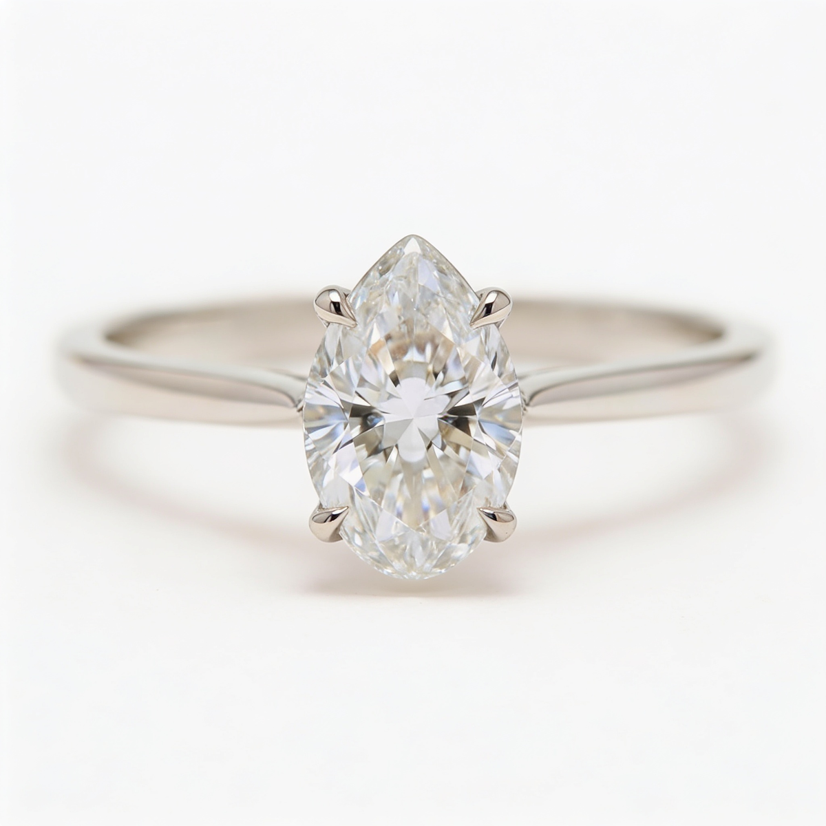 Elodie Platinum Pear Engagement Ring shown from the front