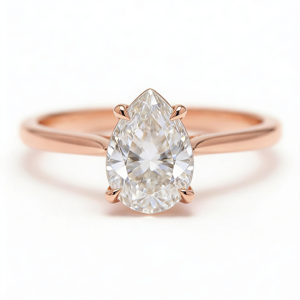 Elodie 14k Rose Gold Pear Engagement Ring shown from the front