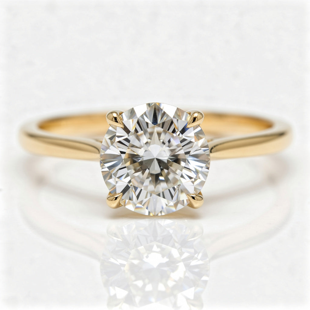 Elodie 14k Yellow Gold Round Engagement Ring shown from the front