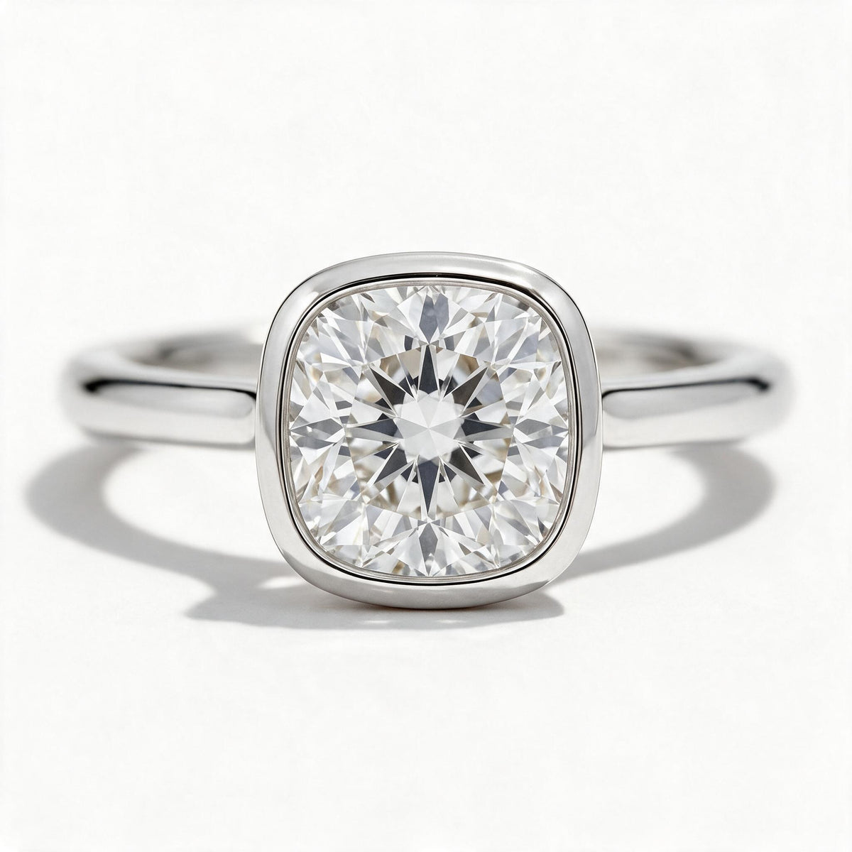 Faye Platinum Cushion Engagement Ring shown from the front