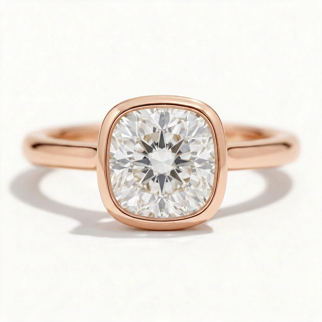 Faye 14k Rose Gold Cushion Engagement Ring shown from the front