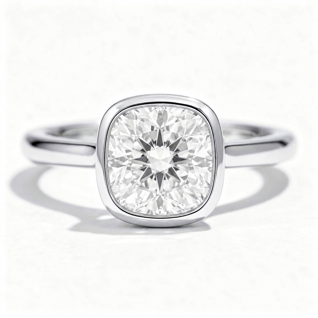 Faye 14k White Gold Cushion Engagement Ring shown from the front