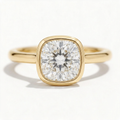 Faye 14k Yellow Gold Cushion Engagement Ring shown from the front