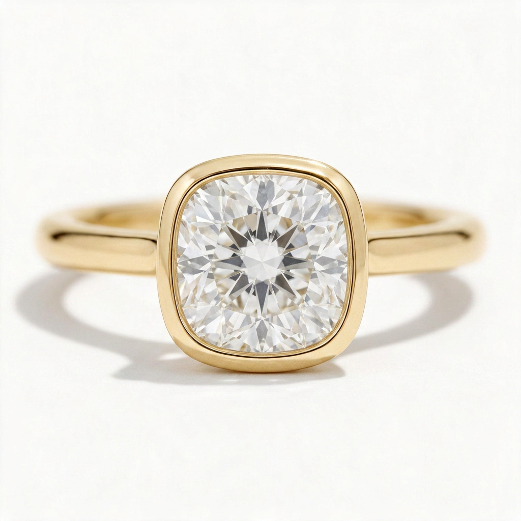 Faye 14k Yellow Gold Cushion Engagement Ring shown from the front