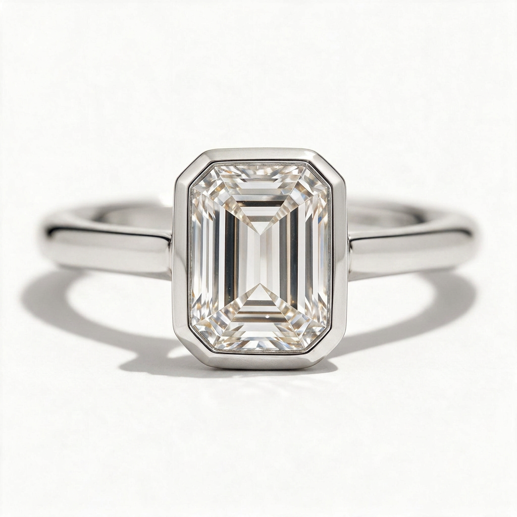 Faye Platinum Emerald Engagement Ring shown from the front
