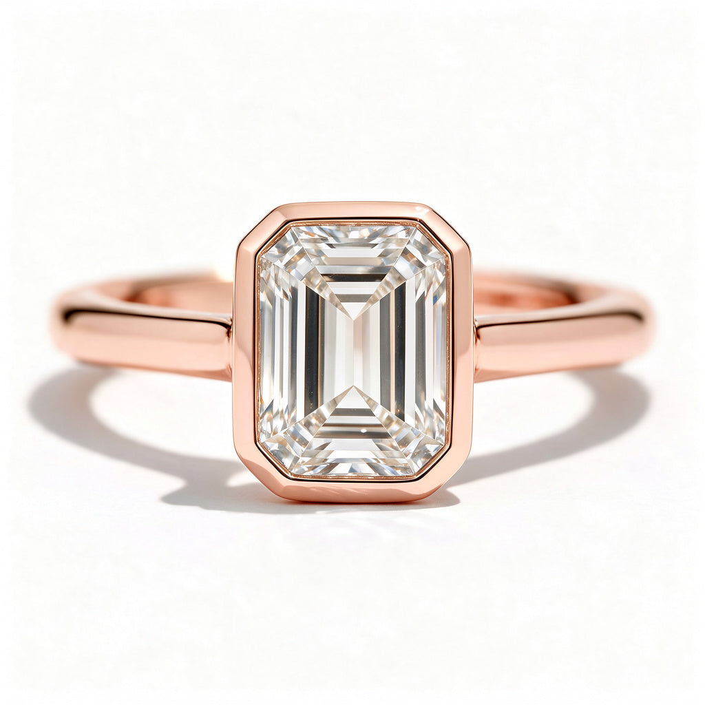 Faye 14k Rose Gold Emerald Engagement Ring shown from the front