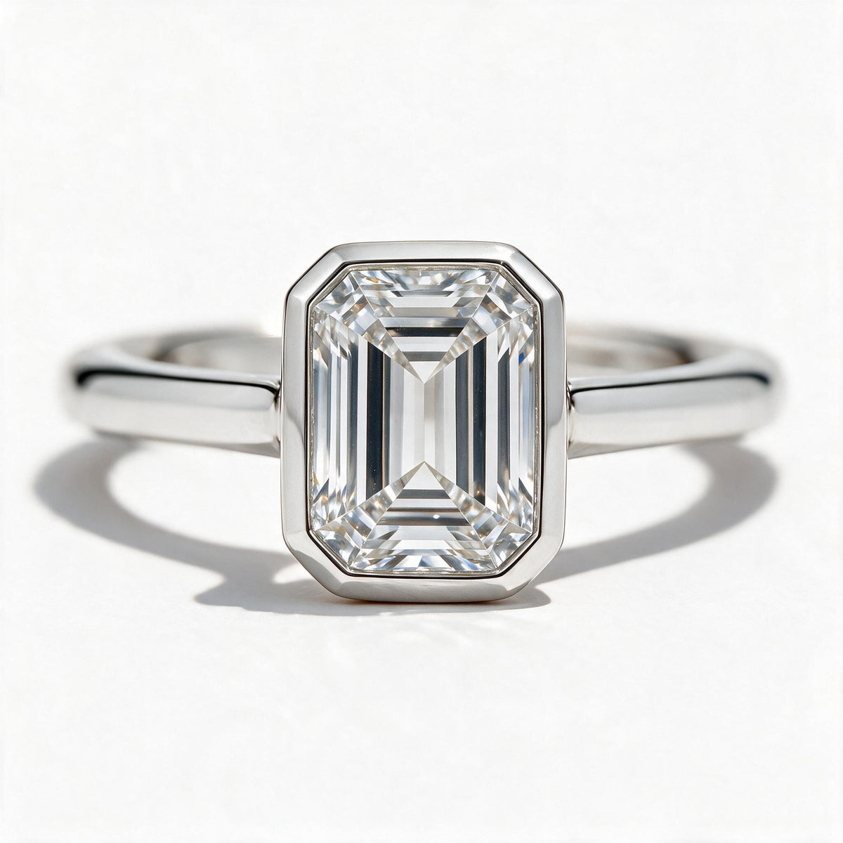 Faye 14k White Gold Emerald Engagement Ring shown from the front