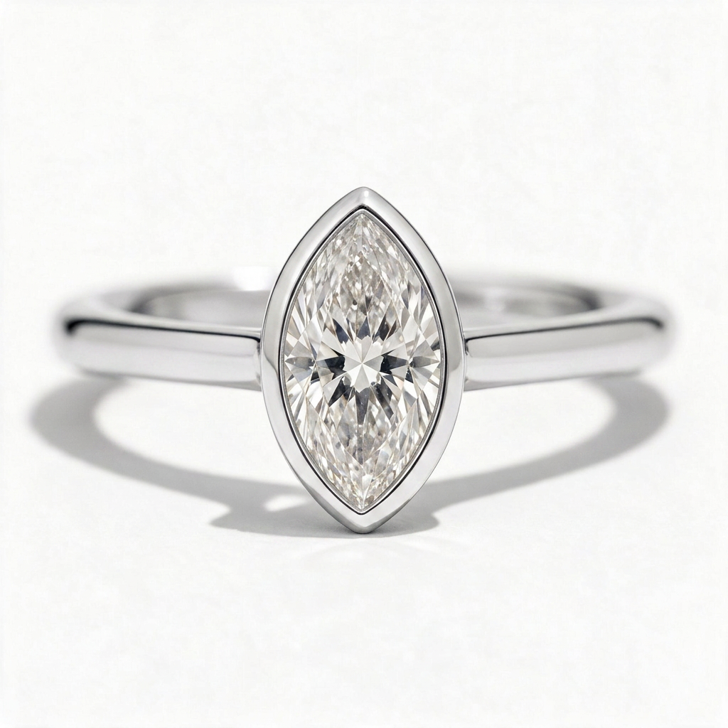 Faye Platinum Marquise Engagement Ring shown from the front