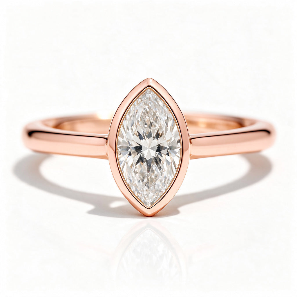 Faye 14k Rose Gold Marquise Engagement Ring shown from the front