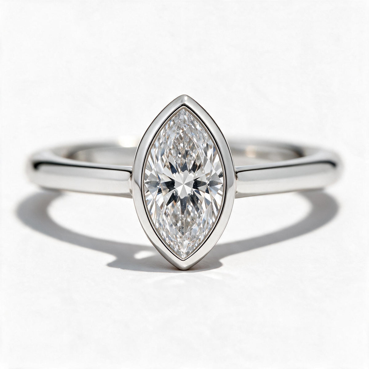 Faye 14k White Gold Marquise Engagement Ring shown from the front
