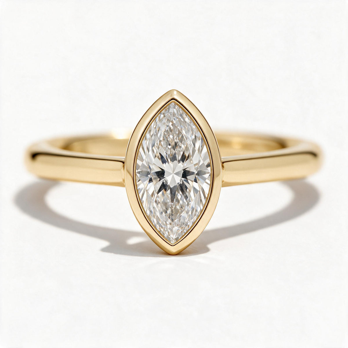 Faye 14k Yellow Gold Marquise Engagement Ring shown from the front