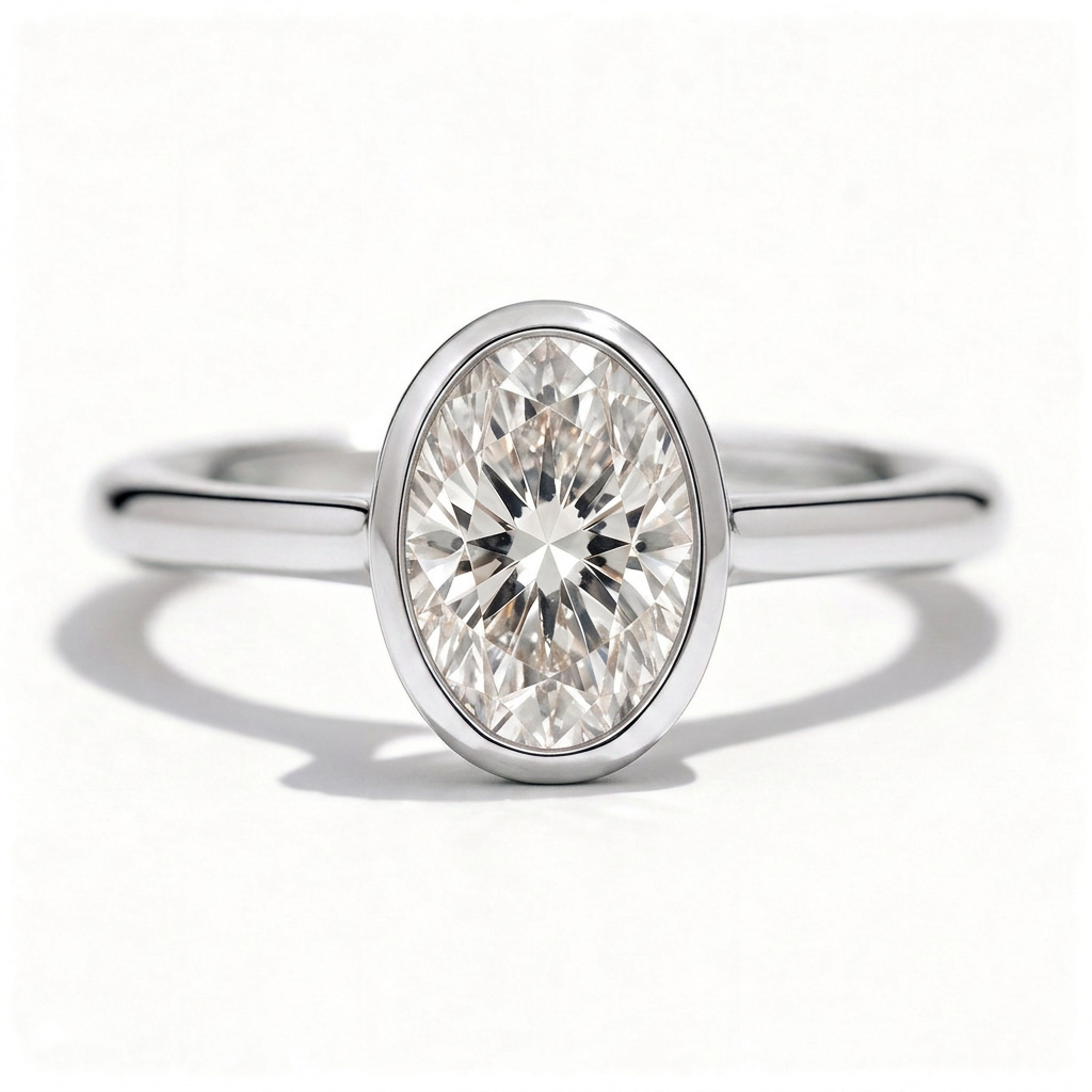 Faye Platinum Oval Engagement Ring shown from the front