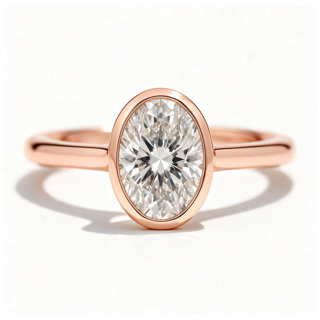 Faye 14k Rose Gold Oval Engagement Ring shown from the front