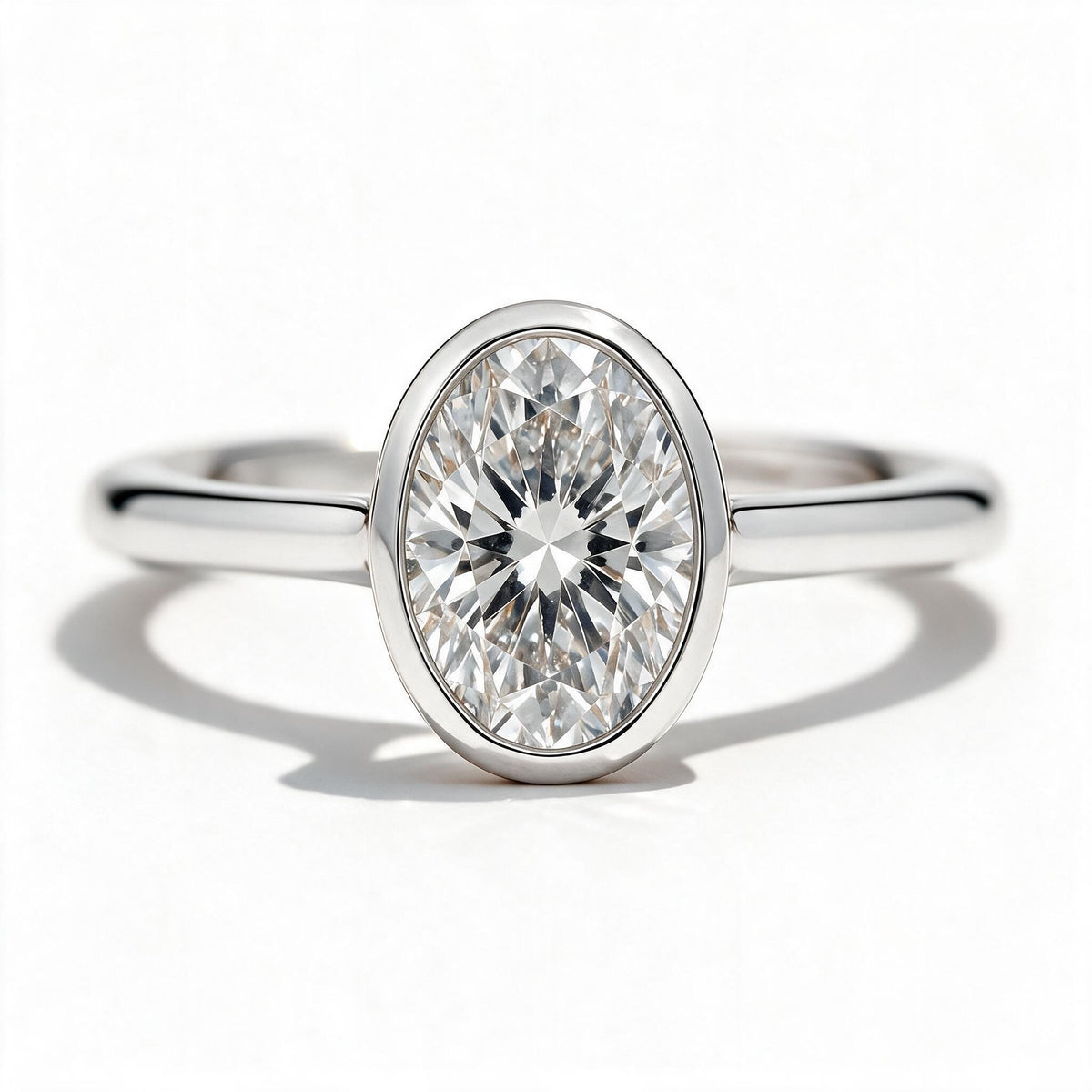 Faye 14k White Gold Oval Engagement Ring shown from the front
