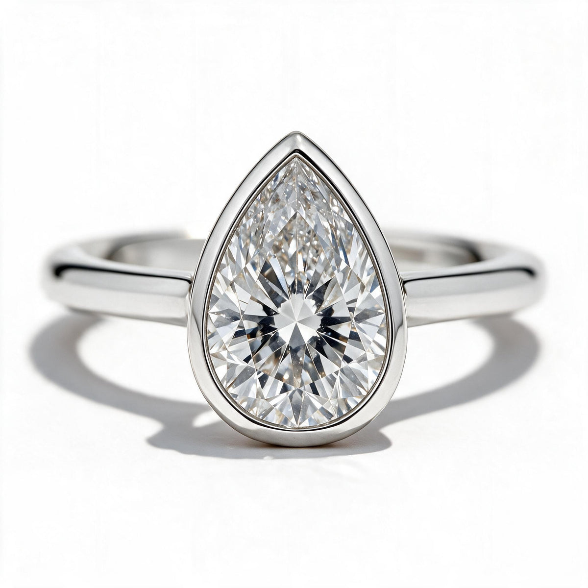 Faye Platinum Pear Engagement Ring shown from the front