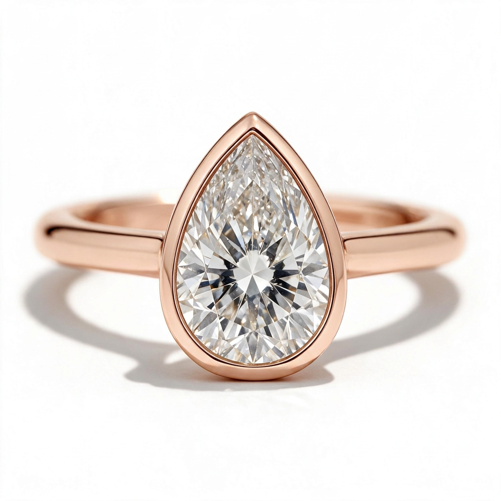 Faye 14k Rose Gold Pear Engagement Ring shown from the front