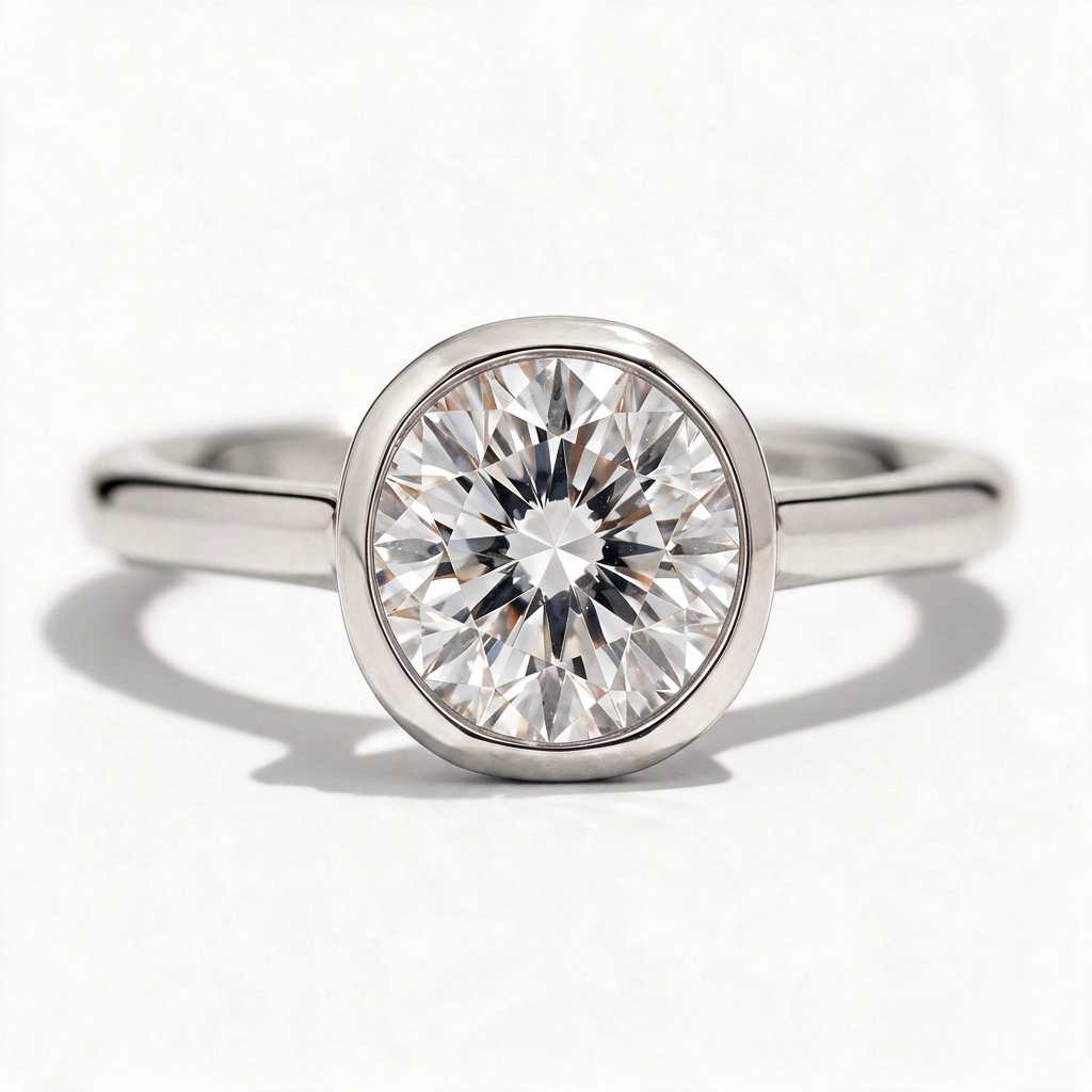 Faye Platinum Round Engagement Ring shown from the front