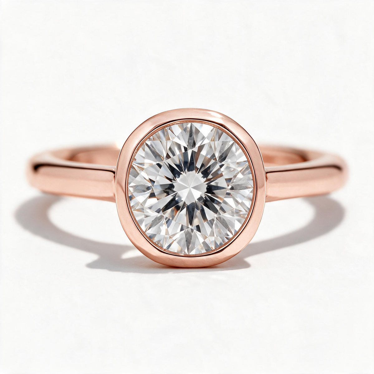 Faye 14k Rose Gold Round Engagement Ring shown from the front