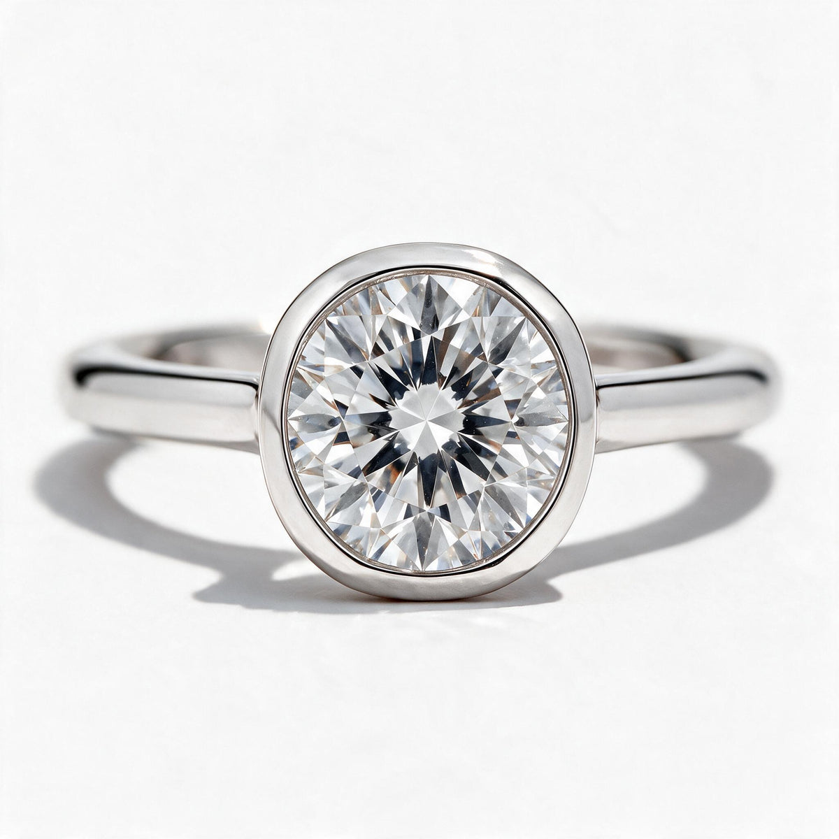 Faye 14k White Gold Round Engagement Ring shown from the front
