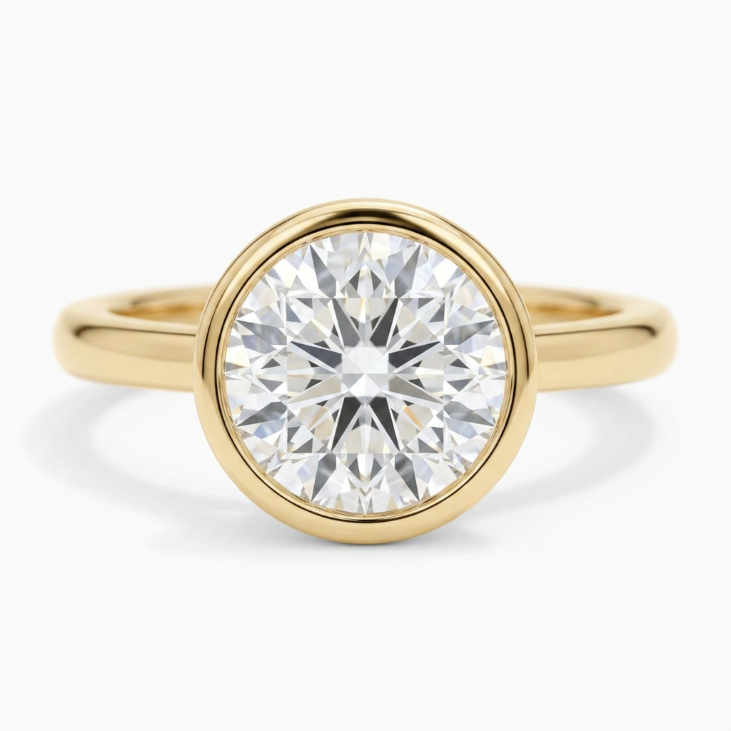 Faye 14k Yellow Gold Round Engagement Ring shown from the front