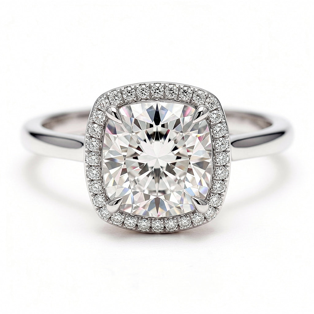 Liora Platinum Cushion Engagement Ring shown from the front