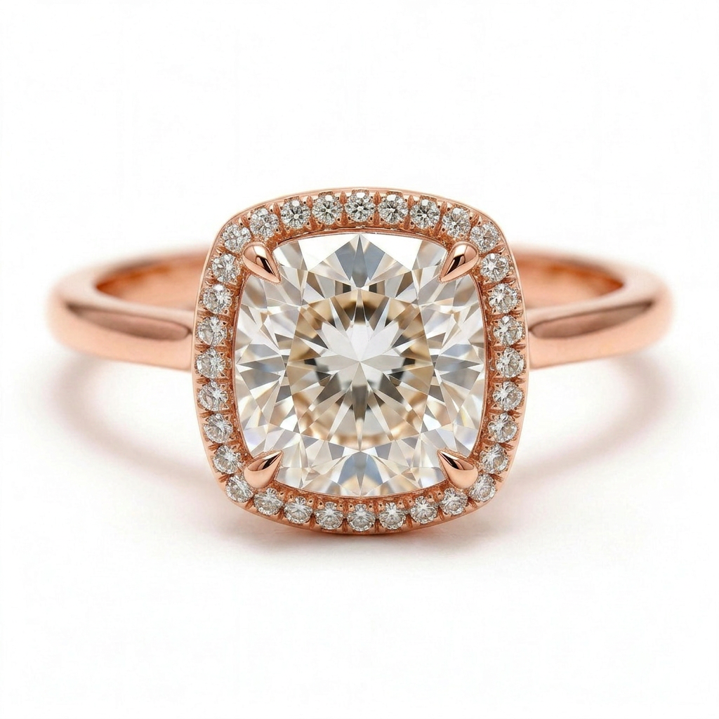 Liora 14k Rose Gold Cushion Engagement Ring shown from the front