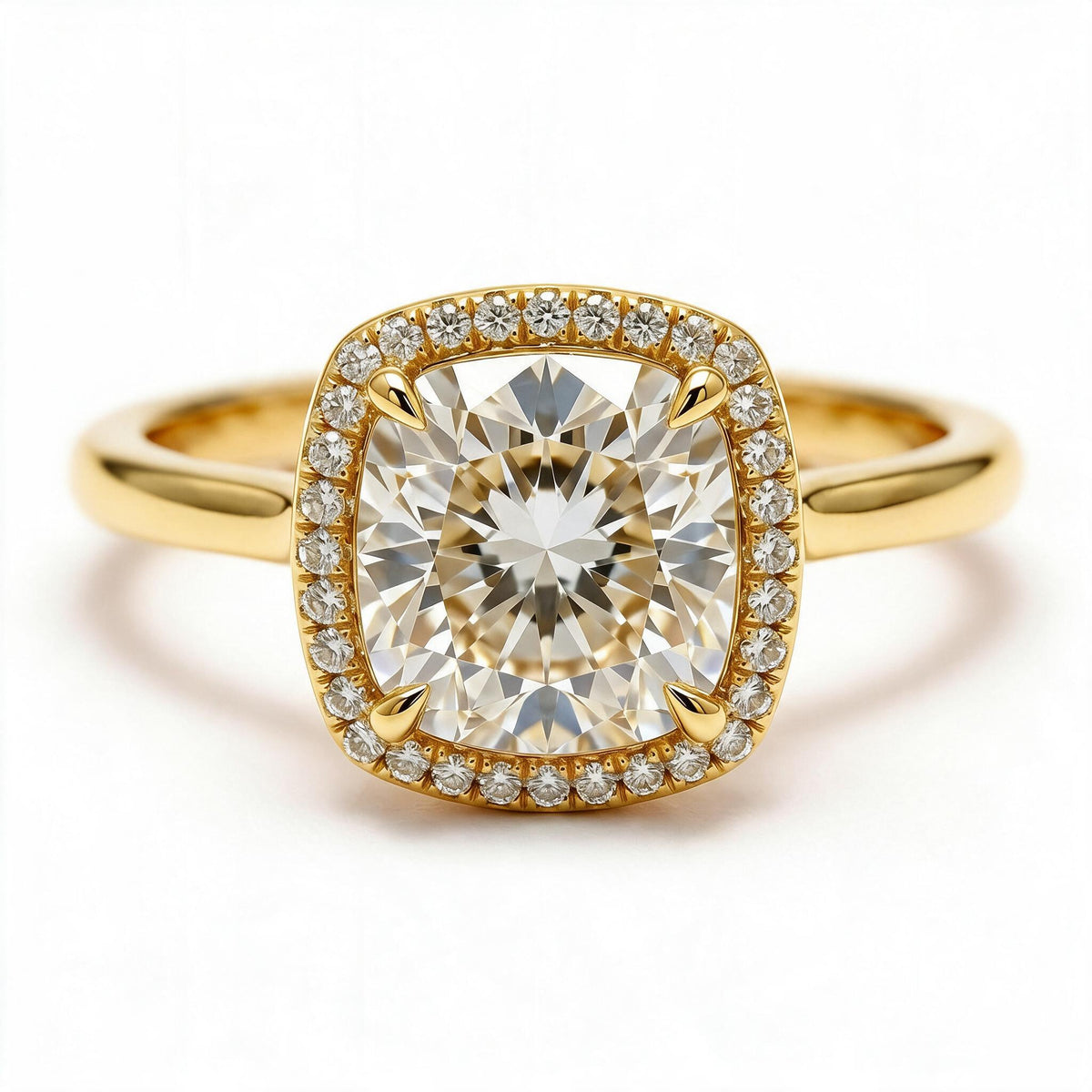 Liora 14k Yellow Gold Cushion Engagement Ring shown from the front