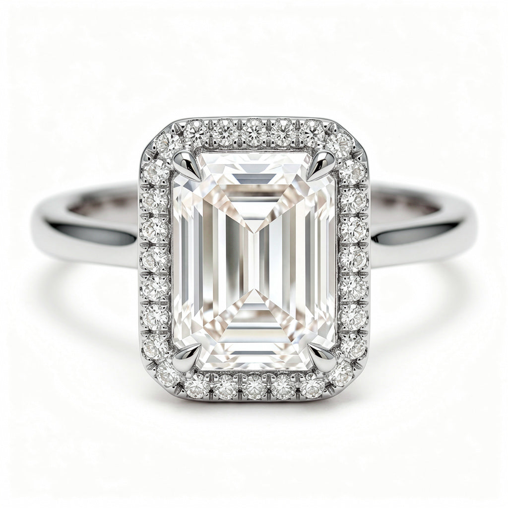 Liora Platinum Emerald Engagement Ring shown from the front