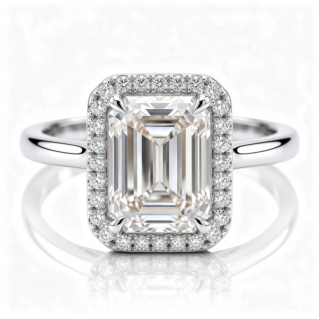 Liora 14k White Gold Emerald Engagement Ring shown from the front
