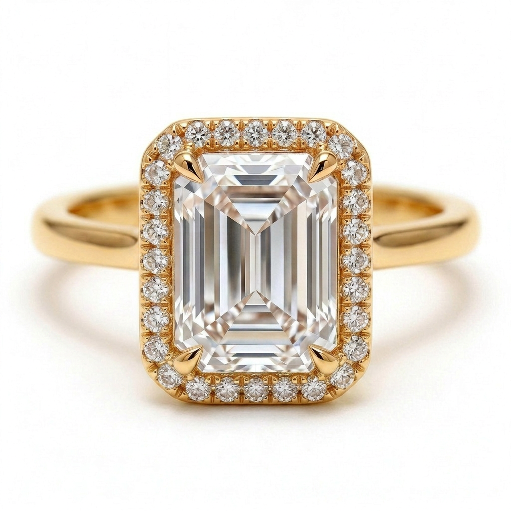 Liora 14k Yellow Gold Emerald Engagement Ring shown from the front