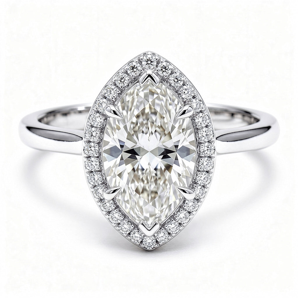 Liora Platinum Marquise Engagement Ring shown from the front