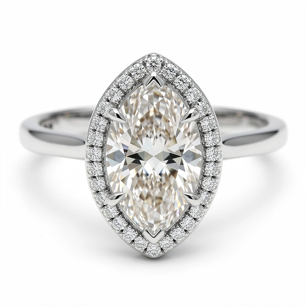 Liora 14k White Gold Marquise Engagement Ring shown from the front