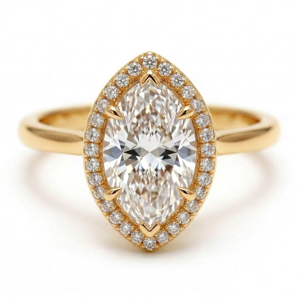 Liora 14k Yellow Gold Marquise Engagement Ring shown from the front