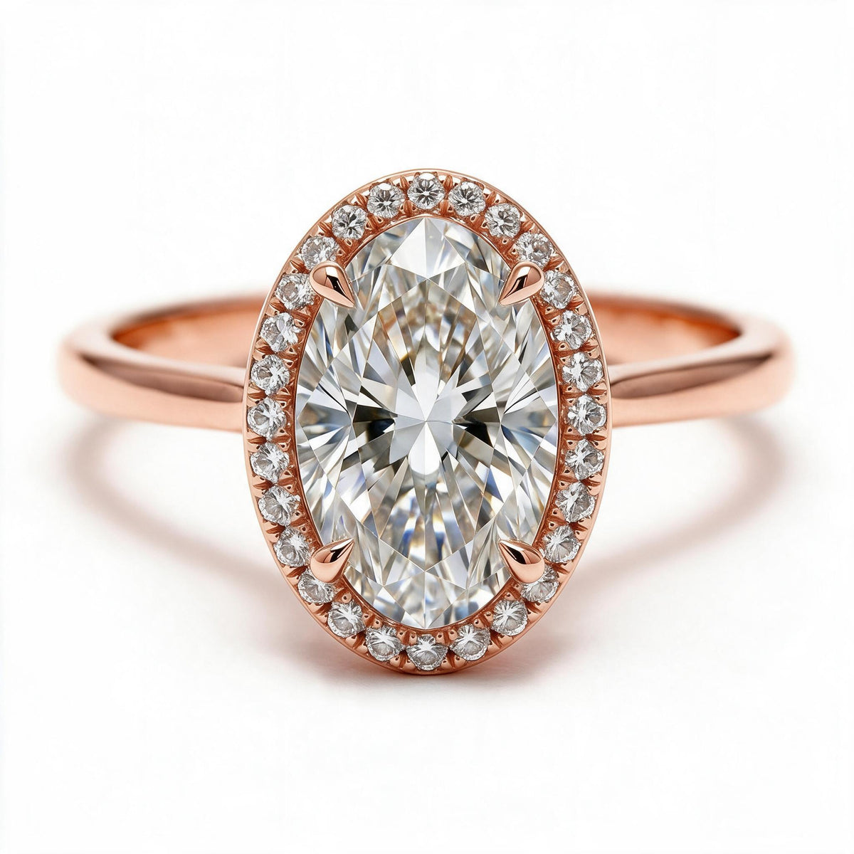 Liora 14k Rose Gold Oval Engagement Ring shown from the front