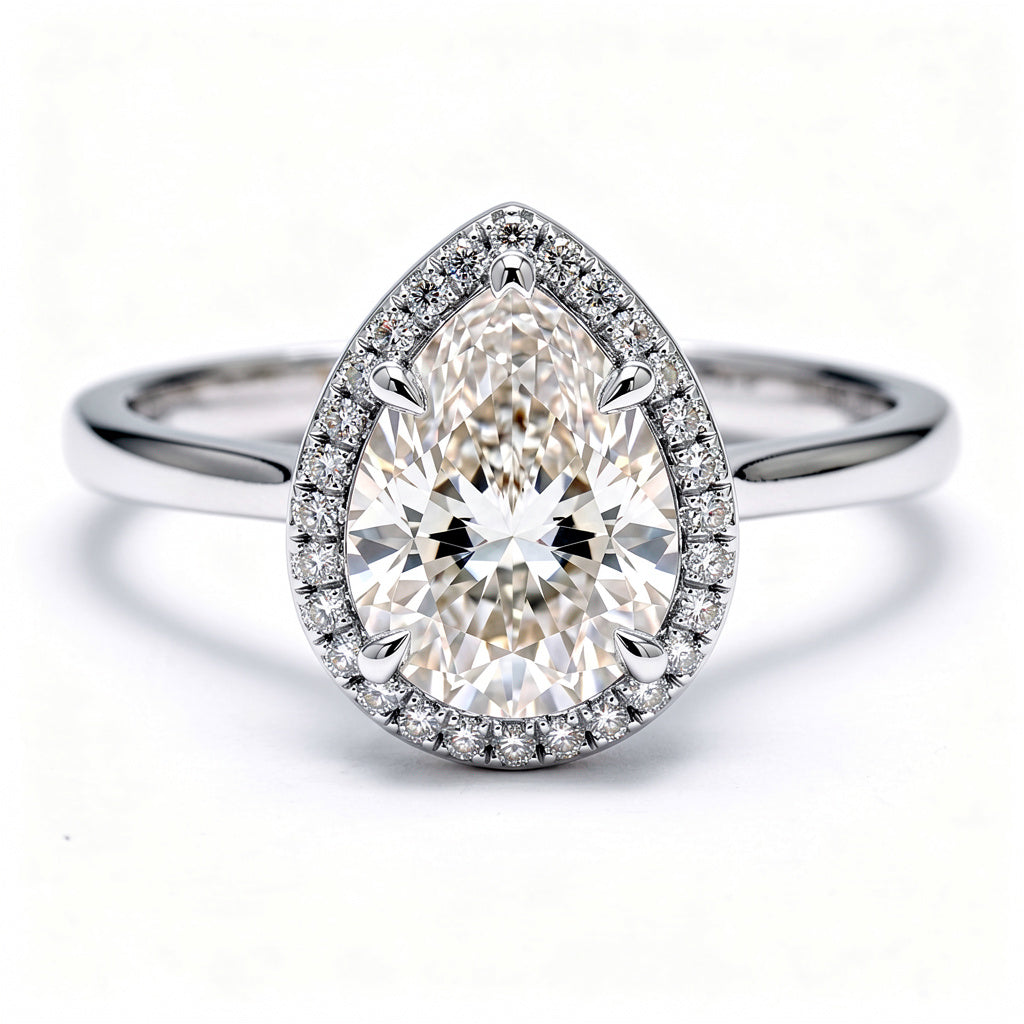 Liora Platinum Pear Engagement Ring shown from the front